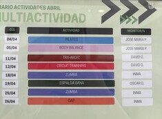Actividades Gimnasio Abril
